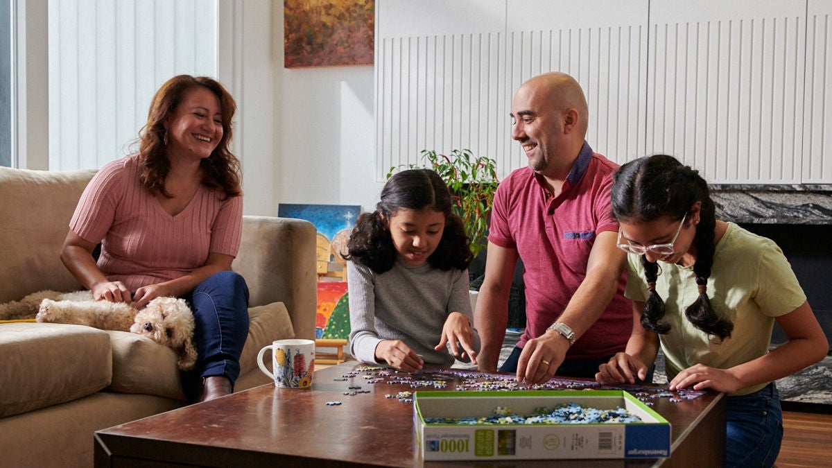 Family enjoying their new home